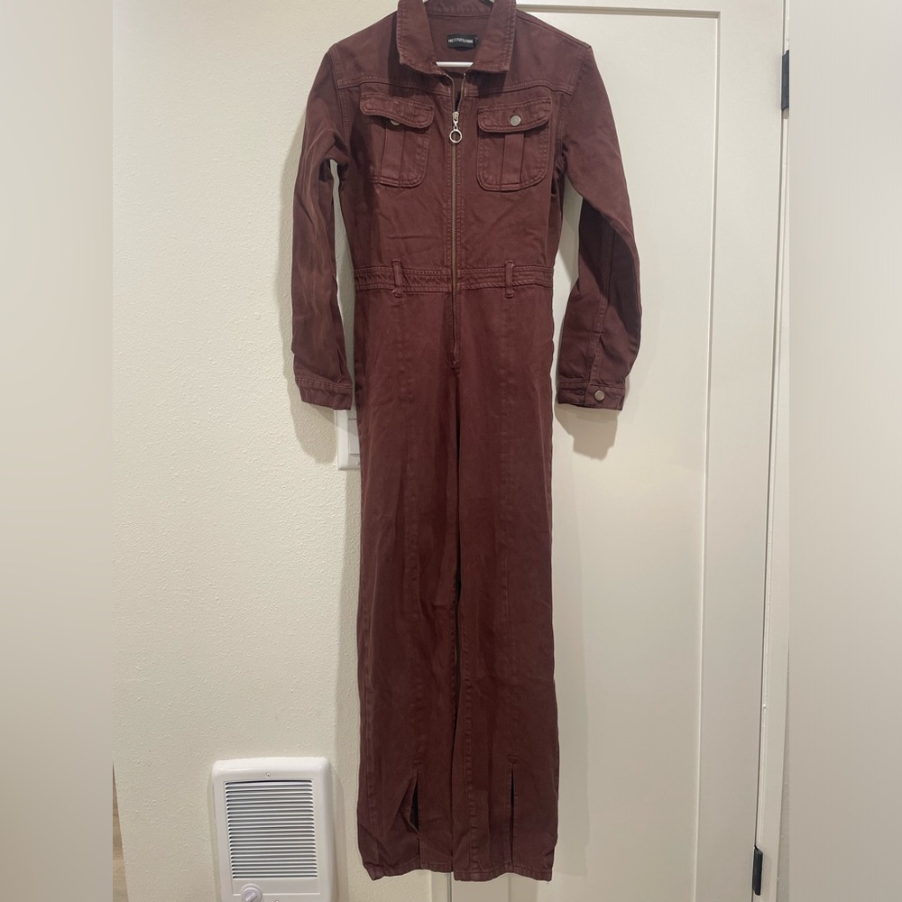PrettyLittleThing Maroon Jumpsuit